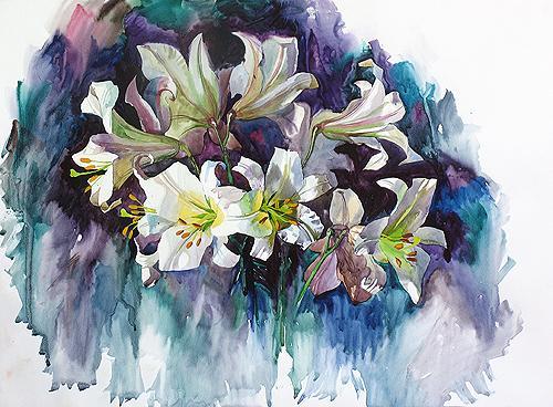 Maria Pustovalova. Lilies. 2005. Paper, watercolor