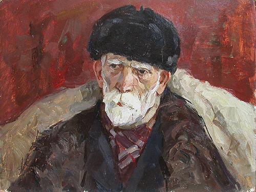 Portrait of Old Gipsy portrait or figure - oil painting