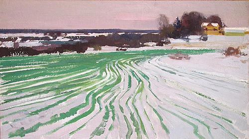 Winter Crops winter landscape - oil painting