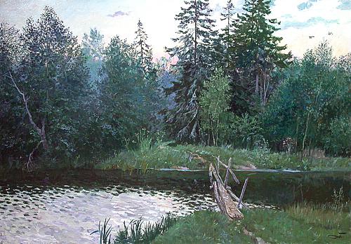 Summer Evening summer landscape - oil painting