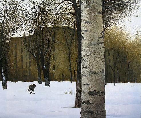 Winter Landscape cityscape - oil painting