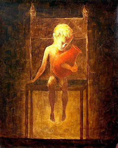Boy on the Chair portrait or figure - oil painting