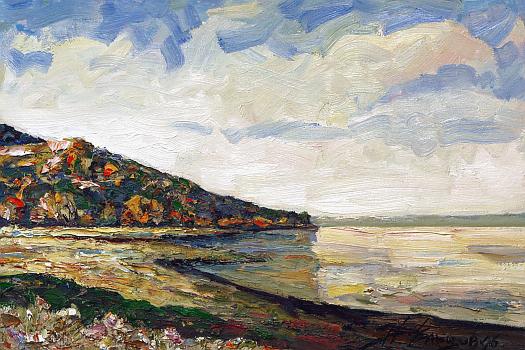 Gold Bay summer landscape - oil painting