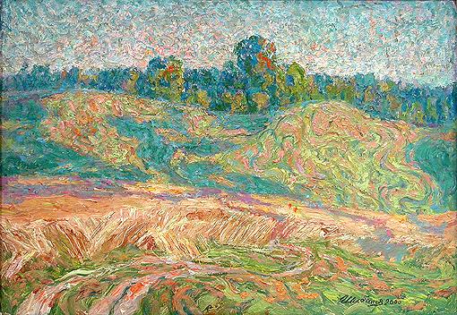 Rye summer landscape - oil painting