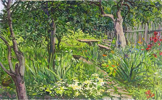 In the Garden vegetation - oil painting
