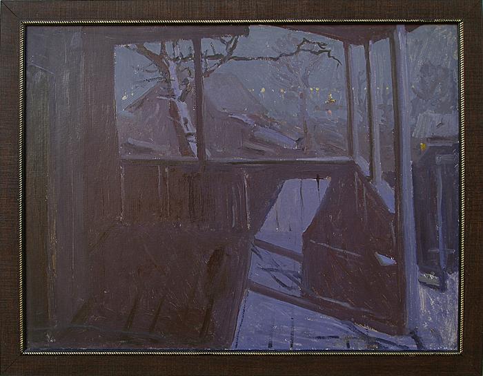 Lilac Study night landscape - oil painting