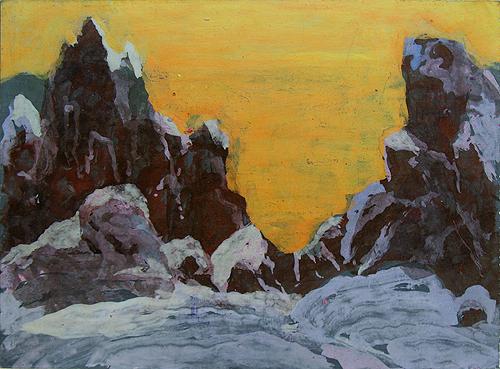 Gorge mountain landscape - tempera painting