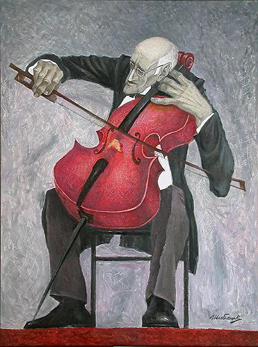Mstislav Rostropovich portrait or figure - oil painting