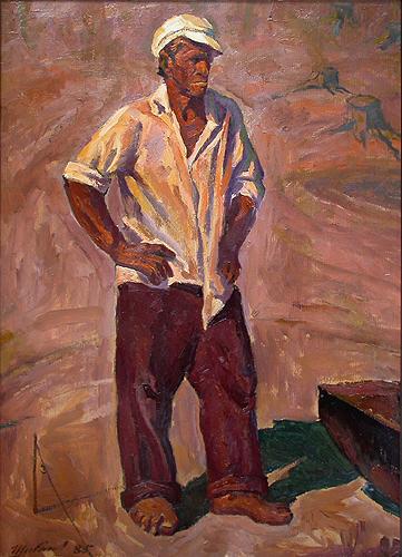 Fisherman portrait or figure - oil painting