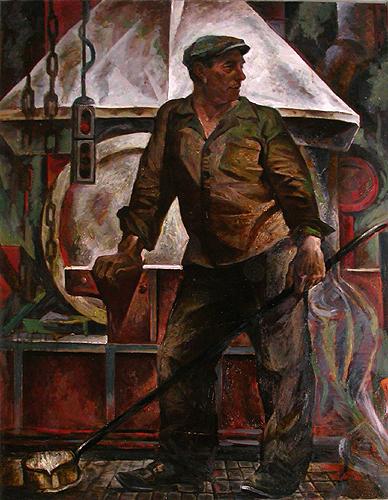 Fore man of Foundry Workers social realism - oil painting
