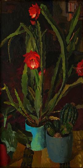 Cactus in Blossom flower - oil painting
