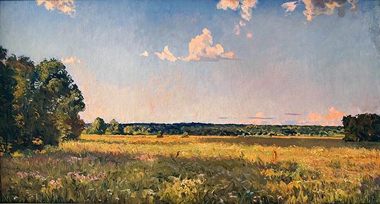 In the Meadows summer landscape - oil painting