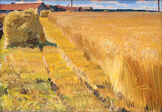 Harvest Time rural landscape - oil painting