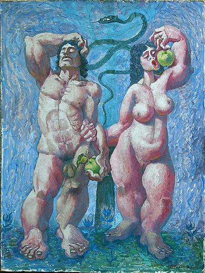 Adam and Eve story composition - oil painting