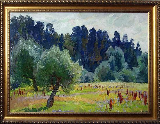 In the Meadows summer landscape - oil painting