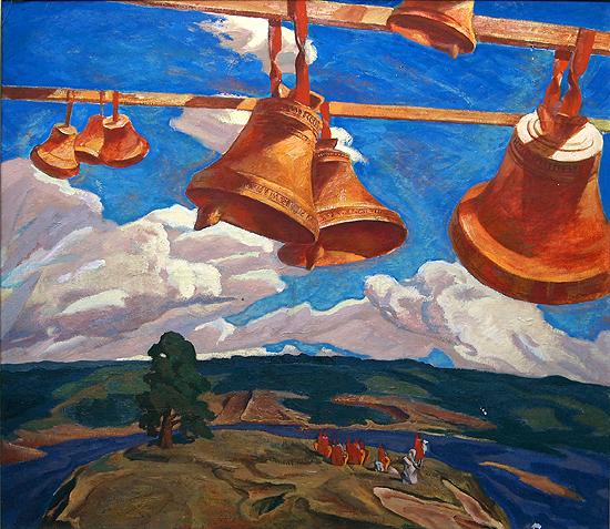 Bells story composition - tempera painting