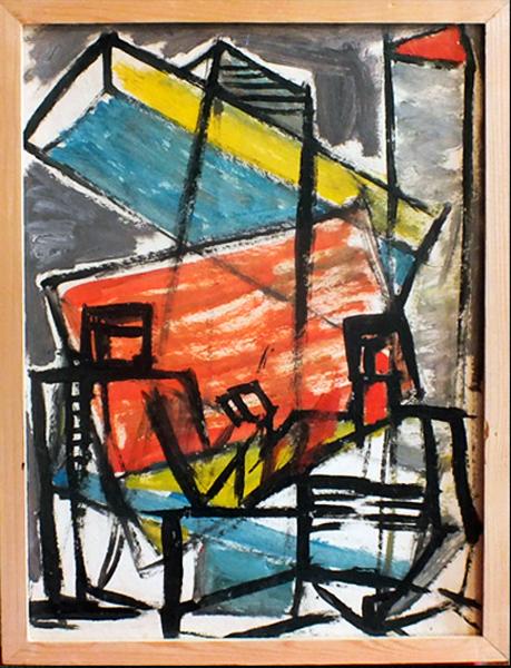 Builders abstract art - oil painting