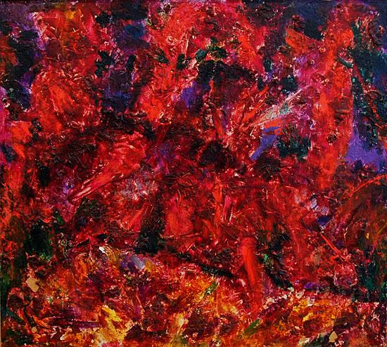 Autumn abstract art - oil painting