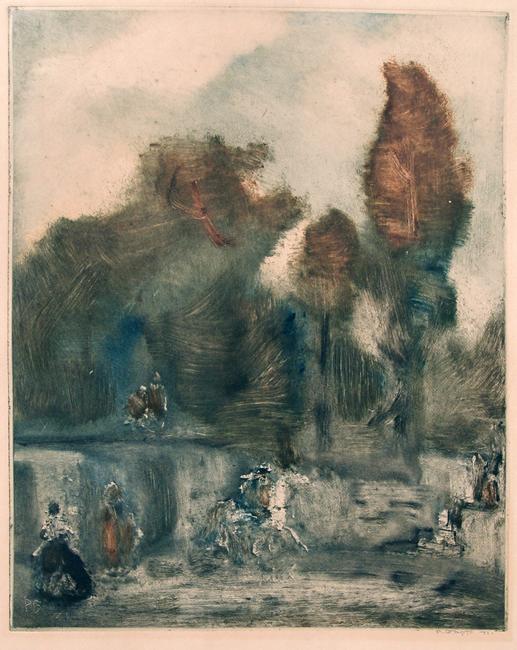 Landscape with Figures №6 story composition - oil drawing