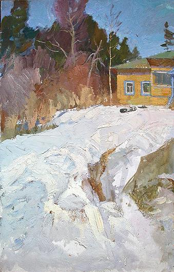 Summer House rural landscape - oil painting
