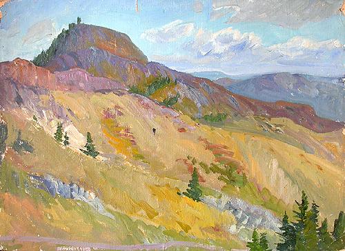 In the Altai Mountains mountain landscape - oil painting
