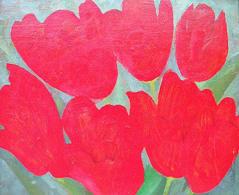 Tulips flower - oil painting