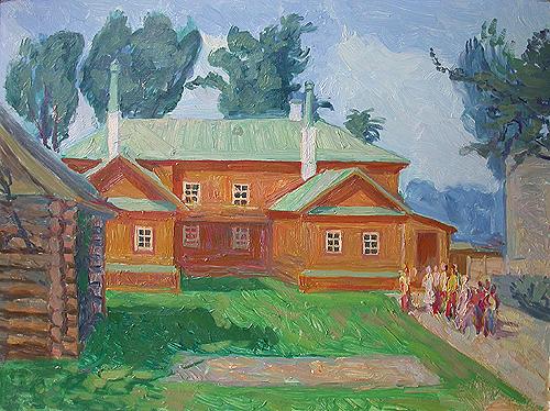 Lenin House architecture - oil painting
