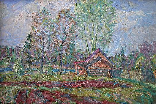 Spring rural landscape - oil painting
