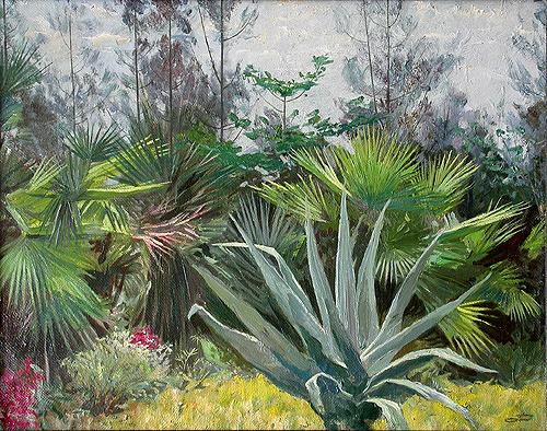 Park vegetation - oil painting