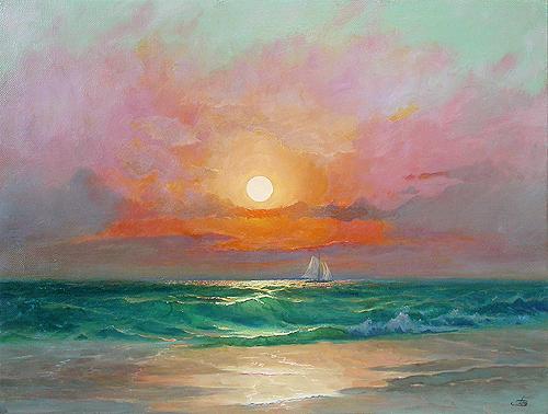 Sunset seascape - oil painting
