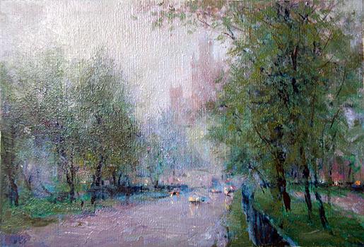 oil cityscape painting Petrovskiy Boulevard