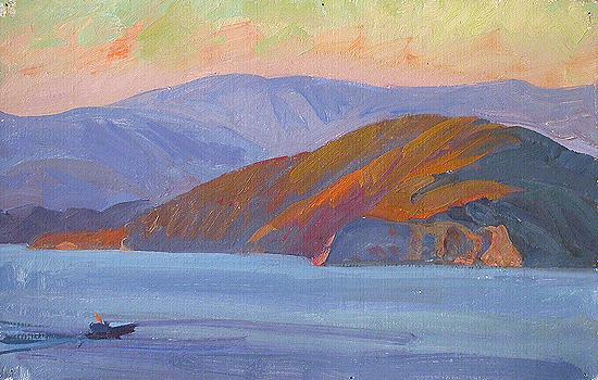 Olkhon Island. Lake Baikal seascape - oil painting