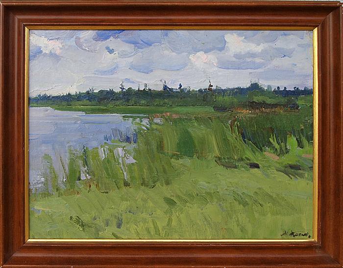 Sketch summer landscape - oil painting