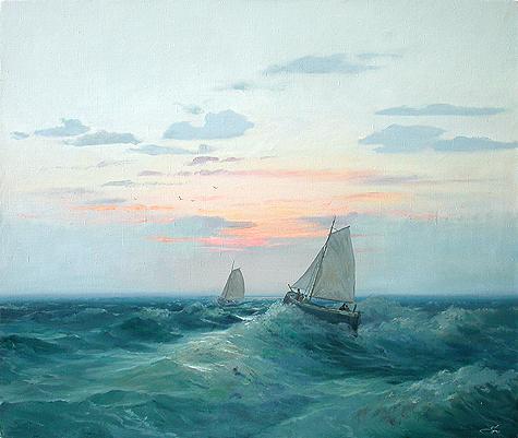 Wave seascape - oil painting
