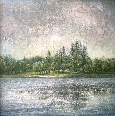 Lomonosov. Central Pond summer landscape - oil painting