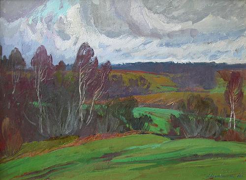 Late Autumn autumn landscape - oil painting