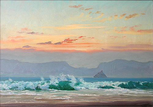Santo Antayo Island seascape - oil painting