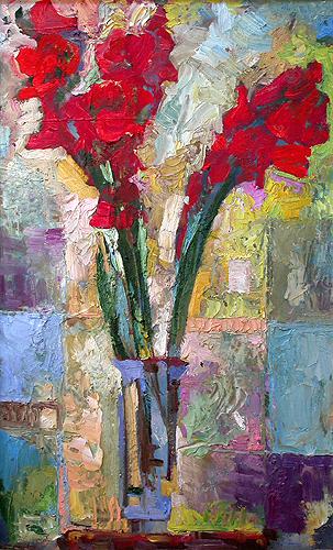 Gladioluses flower - oil painting