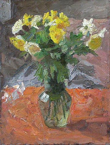 Yellow Flowers flower - oil painting