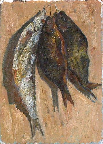 Fish still life - oil painting