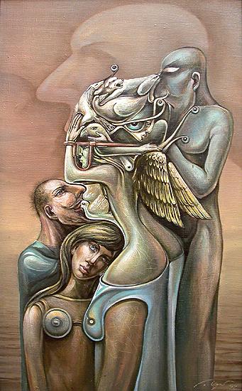 Fathers and Children surrealist art - oil painting